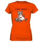 "I LOVE COOKIES" - Waschbär - Ladies Premium Shirt - Schweinchen's Shop - Lady-Shirts - Orange / XS