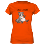 "I LOVE COOKIES" - Waschbär - Ladies Premium Shirt - Schweinchen's Shop - Lady-Shirts - Orange / XS