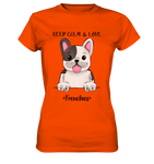 "Keep Calm Frenchie" - Ladies Premium Shirt - Schweinchen's Shop - Lady-Shirts - Orange / XS