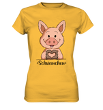 "Herz Schweinchen" - Ladies Premium Shirt - Schweinchen's Shop - Lady-Shirts - Gold / XS