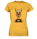 Herz Alpaka o.T. - Ladies Premium Shirt - Schweinchen's Shop - Lady-Shirts - Gold / XS