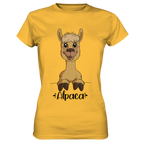 Alpaka m.T. - Ladies Premium Shirt - Schweinchen's Shop - Lady-Shirts - Gold / XS