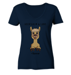 "Keep Calm" Alpaka - Ladies V-Neck Shirt - Schweinchen's Shop - V-Neck Shirts - Navy / XS