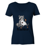 Naschbär - Ladies V-Neck Shirt - Schweinchen's Shop - V-Neck Shirts - Navy / XS