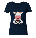 "MUMU" - Ladies V-Neck Shirt - Schweinchen's Shop - V-Neck Shirts - Navy / XS