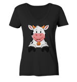 Kuh o-T. - Ladies V-Neck Shirt - Schweinchen's Shop - V-Neck Shirts - Black / XS
