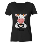 "MUMU" - Ladies V-Neck Shirt - Schweinchen's Shop - V-Neck Shirts - Black / XS