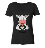 "MUMU" - Ladies V-Neck Shirt - Schweinchen's Shop - V-Neck Shirts - Black / XS