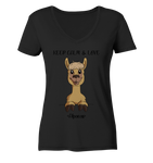 "Keep Calm" Alpaka - Ladies V-Neck Shirt - Schweinchen's Shop - V-Neck Shirts - Black / XS