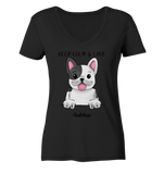 "Keep Calm" - Bulldog - Ladies V-Neck Shirt - Schweinchen's Shop - V-Neck Shirts - Black / XS