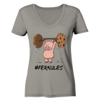 "Ferkules" - Ladies V-Neck Shirt - Schweinchen's Shop - V-Neck Shirts - Light Grey / XS