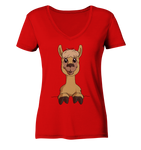 Alpaka o.T. - Ladies V-Neck Shirt - Schweinchen's Shop - V-Neck Shirts - Red / XS
