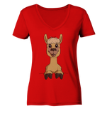 Alpaka o.T. - Ladies V-Neck Shirt - Schweinchen's Shop - V-Neck Shirts - Red / XS