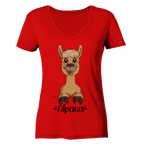 Alpaka m.T. - Ladies V-Neck Shirt - Schweinchen's Shop - V-Neck Shirts - Red / XS