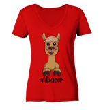 Alpaka m.T. - Ladies V-Neck Shirt - Schweinchen's Shop - V-Neck Shirts - Red / XS