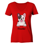 "Frenchie" - Ladies V-Neck Shirt - Schweinchen's Shop - V-Neck Shirts - Red / XS