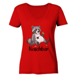 Naschbär - Ladies V-Neck Shirt - Schweinchen's Shop - V-Neck Shirts - Red / XS