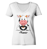 "MUMU" - Ladies V-Neck Shirt - Schweinchen's Shop - V-Neck Shirts - White / XS