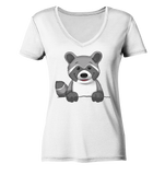 Waschbär o.T. - Ladies V-Neck Shirt - Schweinchen's Shop - V-Neck Shirts - White / XS