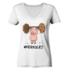 "Ferkules" - Ladies V-Neck Shirt - Schweinchen's Shop - V-Neck Shirts - White / XS