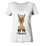 Alpaka m.T. - Ladies V-Neck Shirt - Schweinchen's Shop - V-Neck Shirts - White / XS