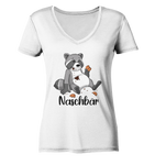 Naschbär - Ladies V-Neck Shirt - Schweinchen's Shop - V-Neck Shirts - White / XS