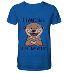 Otter - "Love You Like No Otter" - Mens Organic V-Neck Shirt - Schweinchen's Shop - V-Neck Shirts - Royal Blue / S