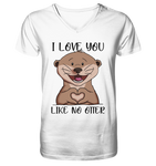 Otter - "Love You Like No Otter" - Mens Organic V-Neck Shirt - Schweinchen's Shop - V-Neck Shirts -