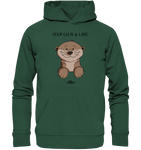 Otter "KEEP CALM" - Organic Basic Hoodie - Schweinchen's Shop - Hoodies - Bottle Green / XS