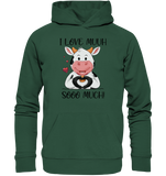 "I Love Muuh so much" - Kuh - Organic Basic Hoodie - Schweinchen's Shop - Hoodies - Bottle Green / XS