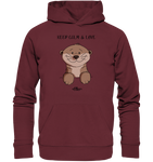 Otter "KEEP CALM" - Organic Basic Hoodie - Schweinchen's Shop - Hoodies - Burgundy / XS