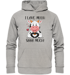"I Love Muuh so much" - Kuh - Organic Basic Hoodie - Schweinchen's Shop - Hoodies - Heather Grey / XS