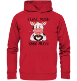 "I Love Muuh so much" - Kuh - Organic Basic Hoodie - Schweinchen's Shop - Hoodies - Red / XS