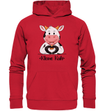 "Kleine Kuh" - Organic Basic Hoodie - Schweinchen's Shop - Hoodies - Red / XS