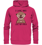 Otter - "Love You Like No Otter" - Organic Basic Hoodie - Schweinchen's Shop - Hoodies - Raspberry / XS