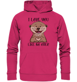 Otter - "Love You Like No Otter" - Organic Basic Hoodie - Schweinchen's Shop - Hoodies - Raspberry / XS