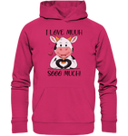 "I Love Muuh so much" - Kuh - Organic Basic Hoodie - Schweinchen's Shop - Hoodies - Raspberry / XS