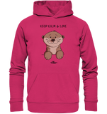 Otter "KEEP CALM" - Organic Basic Hoodie - Schweinchen's Shop - Hoodies - Raspberry / XS