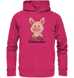 "Schweinchen" - Organic Basic Hoodie - Schweinchen's Shop - Hoodies - Raspberry / XS