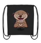 "Herz Otter" - Organic Gym-Bag - Schweinchen's Shop - Taschen - Black / ca. 38x42