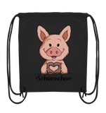 "Herz Schweinchen" - Organic Gym-Bag - Schweinchen's Shop - Taschen - Black / ca. 38x42
