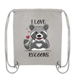 "I LOVE RACOONS" - Organic Gym-Bag - Schweinchen's Shop - Taschen - Heather Grey / ca. 38x42
