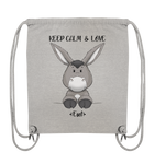 "Keep Calm Esel" - Organic Gym-Bag - Schweinchen's Shop - Taschen - Heather Grey / ca. 38x42