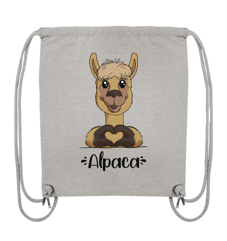 Herz Alpaka - Organic Gym-Bag - Schweinchen's Shop - Taschen - Heather Grey / ca. 38x42