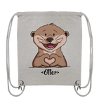 "Herz Otter" - Organic Gym-Bag - Schweinchen's Shop - Taschen - Heather Grey / ca. 38x42