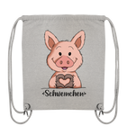 "Herz Schweinchen" - Organic Gym-Bag - Schweinchen's Shop - Taschen - Heather Grey / ca. 38x42