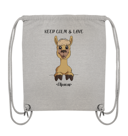 "Keep Calm" Alpaka - Organic Gym-Bag - Schweinchen's Shop - Taschen - Heather Grey / ca. 38x42