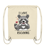 "I LOVE RACOONS" - Organic Gym-Bag - Schweinchen's Shop - Taschen - Natural / ca. 38x42