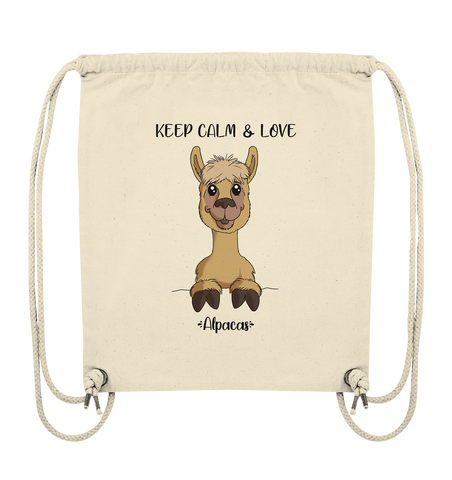 Organic Gym-Bag - "Keep Calm" - Schweinchen's Shop - Taschen - Natural / ca. 38x42