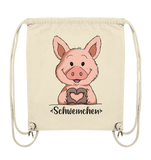 "Herz Schweinchen" - Organic Gym-Bag - Schweinchen's Shop - Taschen - Natural / ca. 38x42